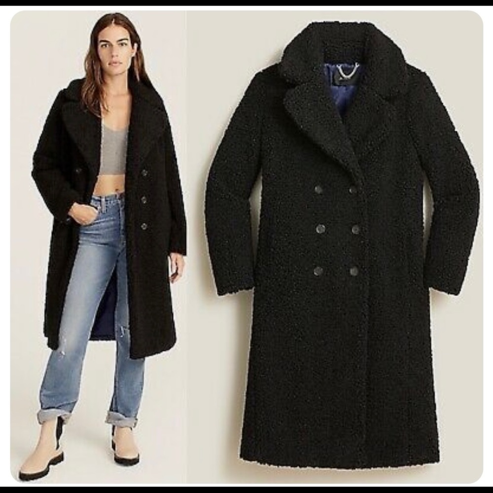 Women’s J.Crew Double-Breasted Teddy Sherpa Topcoat XXS Petite